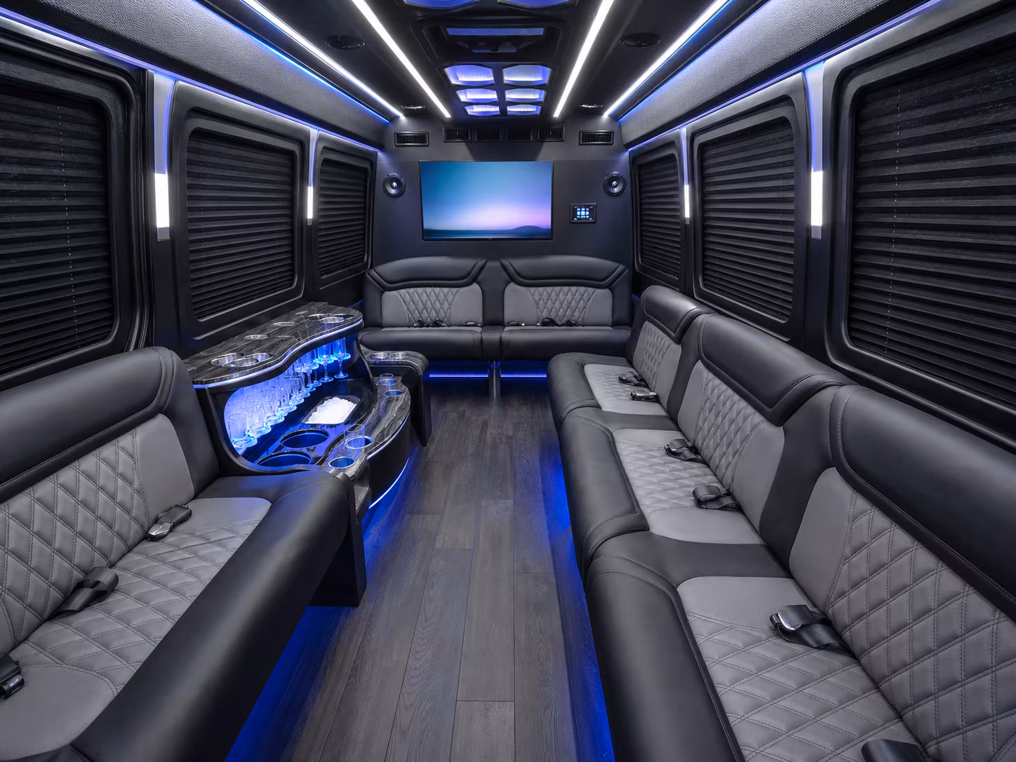 henderson 30 passenger party bus inside
