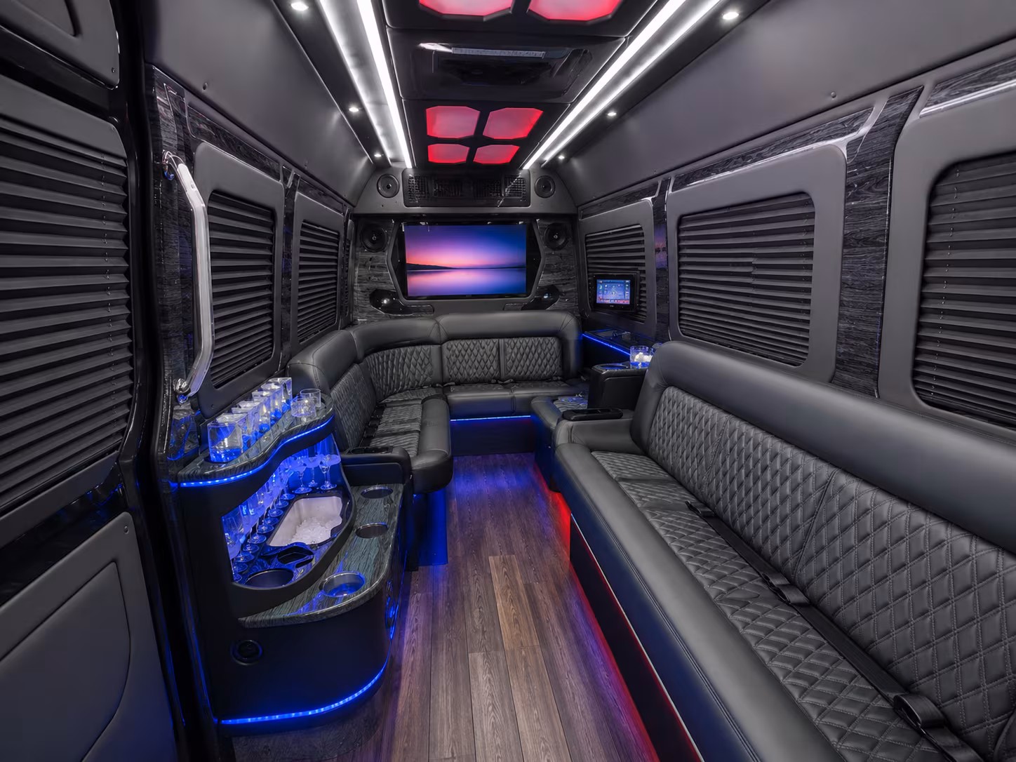 henderson 50 passenger party bus interior